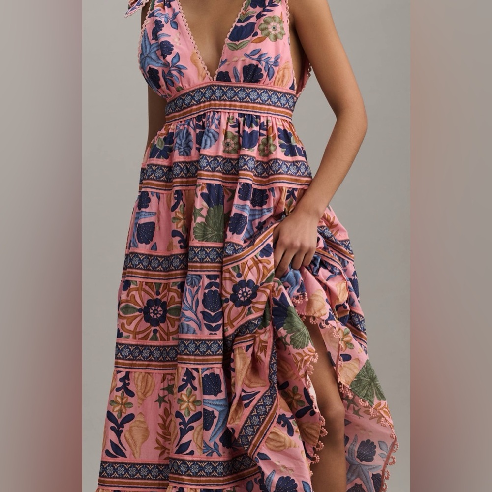 Farm Rio Seashell Tapestry Sleeveless Midi Dress - Picture 4 of 4